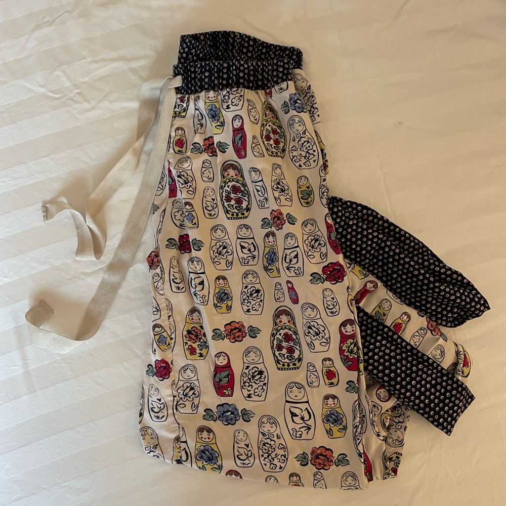 Anthropologie Pajama Pants with Babushka pattern